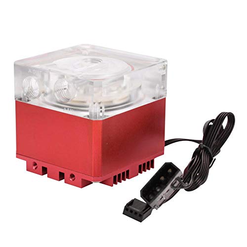 Richer-R Computer Wasserpumpe, Ultra Silent Wasserkühlung Pumpe 3000 RPM Schnelle Wärmeableitung,800L / H Durchfluss 3,5 Meter Pumpenkopf Water Cooling Pump Tank für PC Wasserkühlung(Rot)