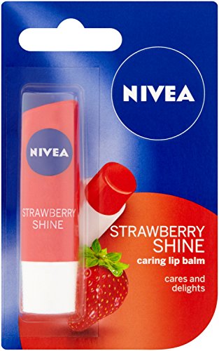 Nivea Shine Caring Lippenbalsam Erdbeere, 4,8 g, 12 Stück