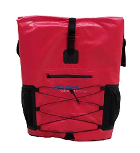 SUPwave Premium Thermo-Dry Bag, Rucksack 30 Liter, Rolltop, Outdoor Rucksack, Wasserdicht Sport-Vibrations (Rot)