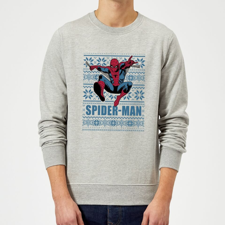 Marvel Comics Spiderman Leap Weihnachtspullover - Grau - XL