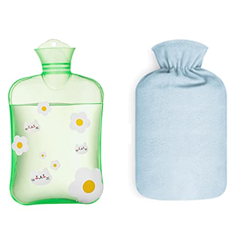 Wärmflasche mit Deckel, transparent und sichtbar, Wassereinspritzung, Heißkompresse, Wärmbeutel, großes Fassungsvermögen, 1 Liter