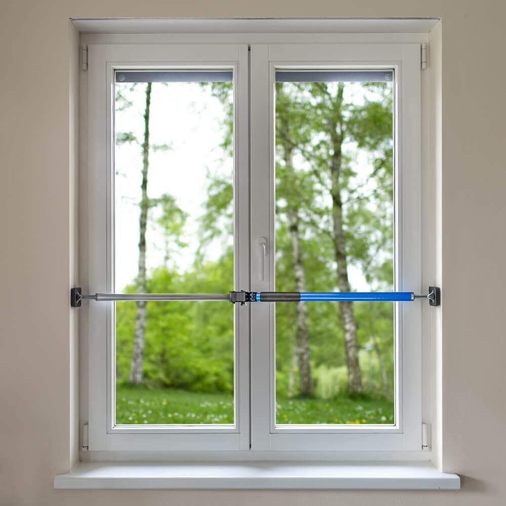 ALLEGRA Sicherungsstange für die Fenstersicherung und Türsicherung, Einbruchschutz für Fenster und Türen (1m - 1,75m, Blau mit Filzgleiter)