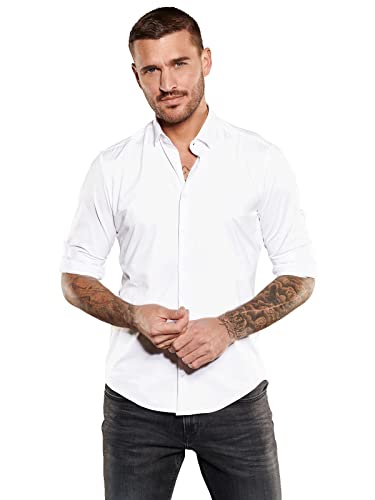 emilio adani Herren Langarm-Hemd aus Jersey, 35110, Weiß in Größe XXL