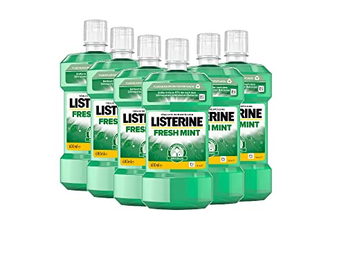 Listerine Fresh Mint - antibakterielle Mundspülung mit ätherischen Ölen - für einen frischen Atem im praktischen Vorratspack (6 x 600ml)