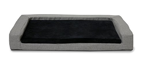 SAUERLAND Hundekissen grau mit Muster/schwarz, große Liegefläche 120 x 80 cm, Hundebett, Liegekissen, Liegematte
