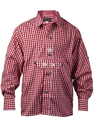 Harrys-Collection Jungen Kariertes Trachtenhemd aus 100% Baumwolle, Farben:rot, Größen:122