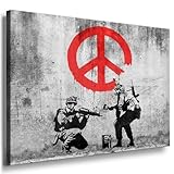 Leinwandbild Banksy Peace Street Art Graffiti Leinwand Bild von artfacktory24 fertig auf Keilrahmen - Kunstdrucke, Leinwandbilder, Wandbilder, Poster, Gemälde, Pop Art Deko Kunst Bilder