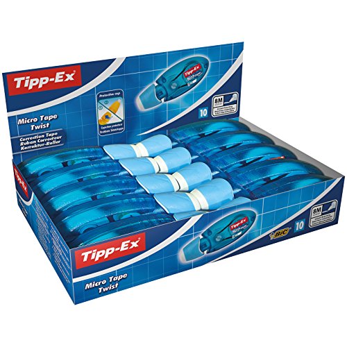 Tipp-Ex Korrekturroller Micro Tape Twist mit Schutzkappe, 8m x 5mm, 10er Pack, Ideal für das Büro, das Home Office oder die Schule