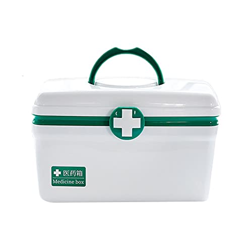KANKOO Medikamenten Aufbewahrung Medicine Organiser Storage Lagerung Box Mit Fächern Erste Hilfe Box Leere Medizin Storage Box Veranstalter Erste Hilfe Zinn Green,Large