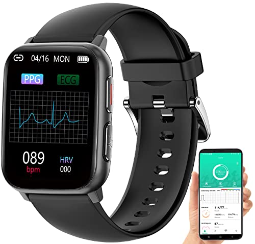 Newgen Medicals Fitnessuhr: Fitness-Smartwatch mit EKG-, Blutdruck-, SpO2-Anzeige, Bluetooth, IP68 (EKG Uhr)