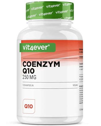 Coenzym Q10 250 mg je Kapsel - 120 Kapseln - Premium: Q10 aus pflanzlicher Fermentation + Piperin - 100% Ubichinon - Laborgeprüft - Vegan - Hochdosiert