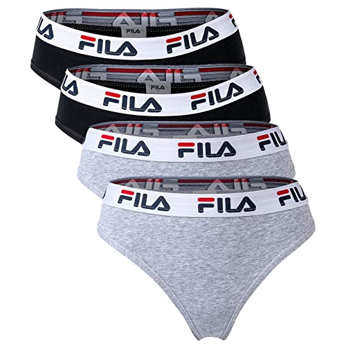 FILA Damen Slip - 4er Pack Briefs (Schwarz/Grau, M)