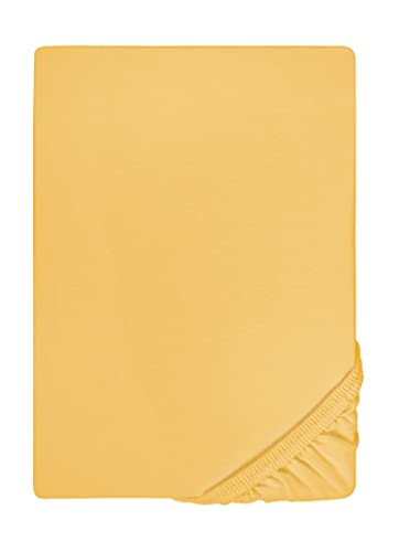 biberna 77866 Jersey-Elastic Spannbetttuch, nach Öko-Tex Standard 100, ca. 180 x 200 cm bis 200 x 220 cm, gelb