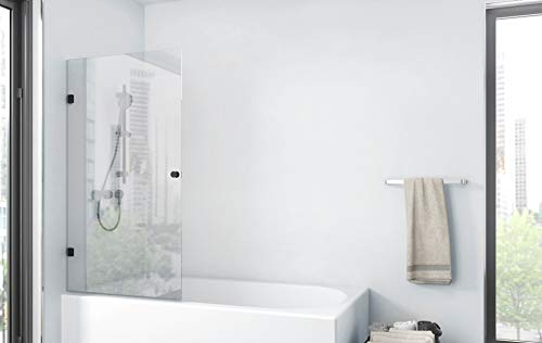 MARWELL GALLERY rahmenloser Badewannenaufsatz 80 x 140 cm 1-teilig faltbar - aus 4mm starken Einscheibensicherheitsglas, matt schwarzes Design