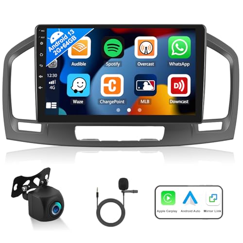 [2G+64G] Autoradio Android 13 für Buick Regal 2009-2013/Opel Insignia 2008-2013 mit Carplay Android Auto, 9 Zoll Touchscreen Radio mit GPS WiFi FM/RDS Bluetooth Mirror Link + Rückfahrkamera AHD &