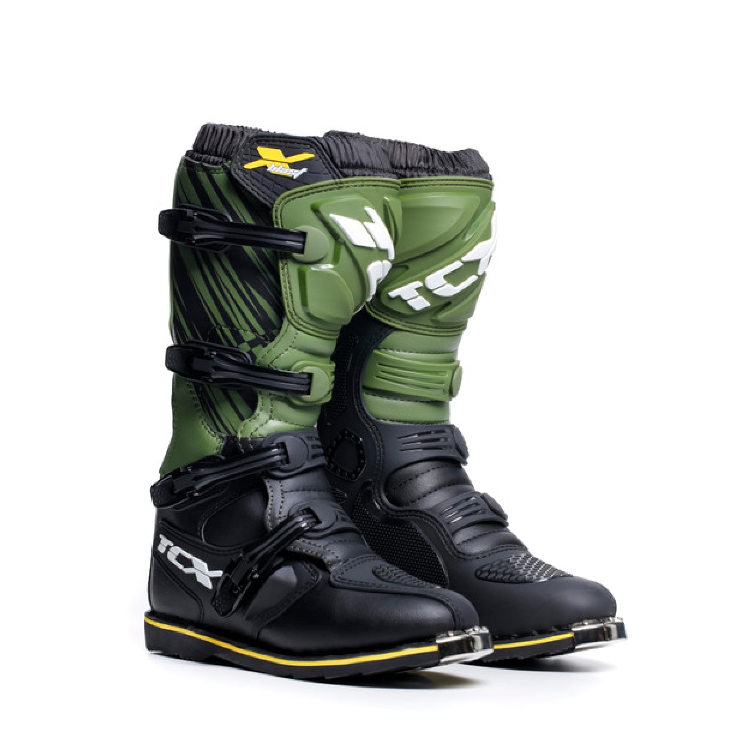 TCX - X-Blast, Herren Motocross-Stiefel, Enduro-Stiefel, Off-Road-Stiefel mit Mikrofaser-Obermaterial und Goodyear-Konstruktionssohle, Schwarz/grün/gelb