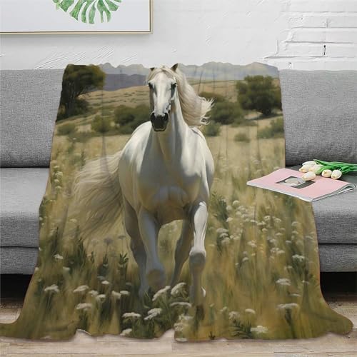 galoppierendes Pferd Flanell Decke 3D Druck Tierbild Sofadecke Weichen Flauschig Flauschig Warm Bett Decken Kuscheldecke for Kinder 60x80inch(150x200cm)