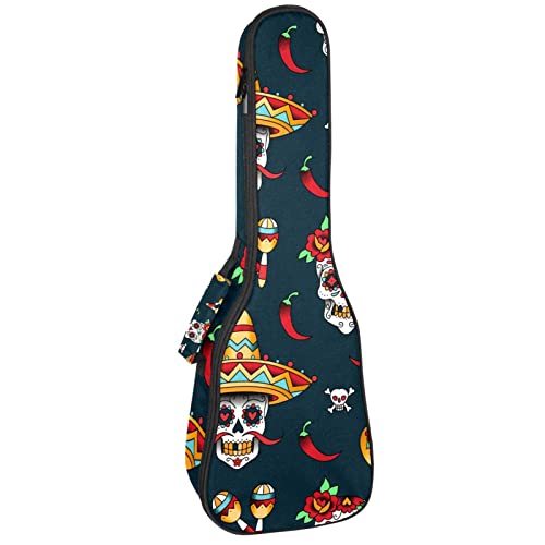 Ukulele Case Mexican Sugar Skulls Ukulele Gigbag with Adjustable Straps Ukulele Cover Backpack