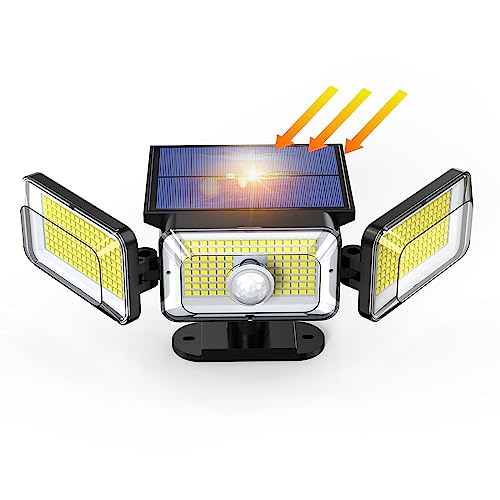 OOTDAY LED Strahler mit Bewegungsmelder, 368LED Solarlampen für Außen, IP65 Wasserdichter, Aussenlampe mit Bewegungsmelder für Garten, Innenhöfe, Garage