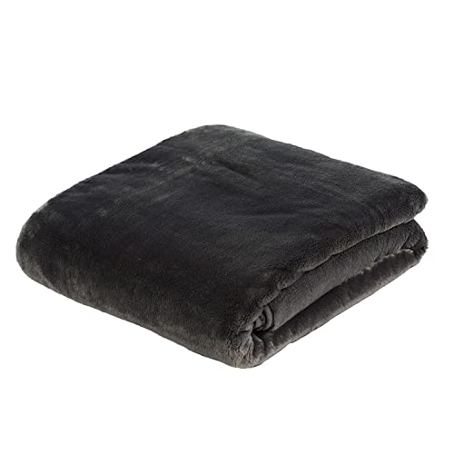 Gözze Premium Cashmere-Feeling Wohn- und Kuscheldecke, 220 x 240 cm, Anthrazit, 40128-91-220240