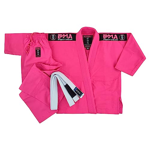Playwell Kinder Mädchen Elite BJJ GI Uniform, mit weißem Gürtel, Pink, violett, M2