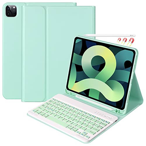 Tastatur für iPad Air 5 2022/Air 4/iPad Pro 11 (3a 2021 2a 2020 1a 2018 Gen) mit spanischer Tastatur Ñ für iPad 10.9 2020, kabellose Bluetooth-Tastatur und Bezüge inkl. Stifthalter