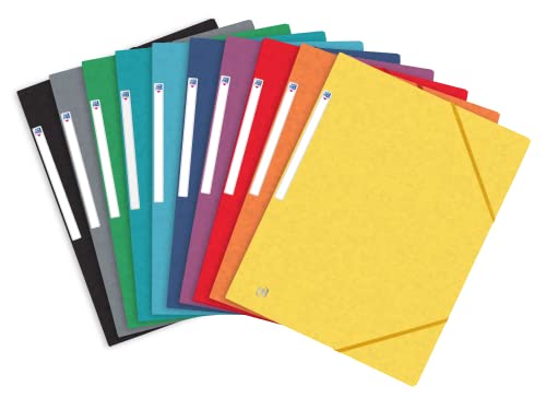 OXFORD 50 Mappen, 3 Klappen, Top File + A4, mit Gummizug, Umschlag für Karten, verschiedene Farben