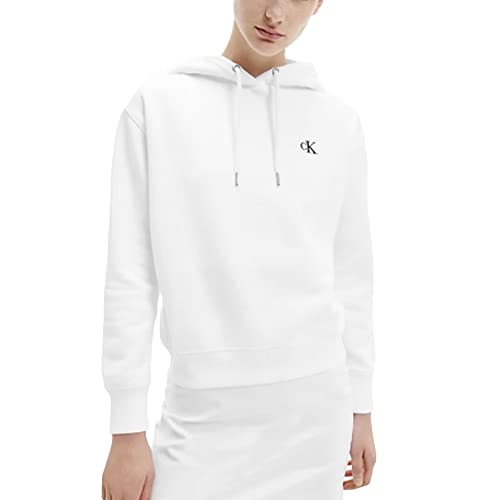 Calvin Klein Jeans Damen Ck Embroidery Hoodie Kapuzenpullover, Bright White, L