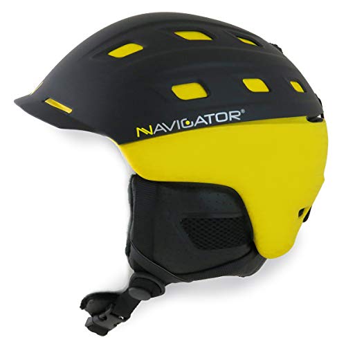 NAVIGATOR Parrot Ski-Helm & Snowboardhelm mit TÜV & CE-Zertifiziert, Dank innovativer Kombination aus ABS & Inmould Technologie hat Dieser Helm weniger Gewicht bei gleicher Sicherheit, GELB, M-XL