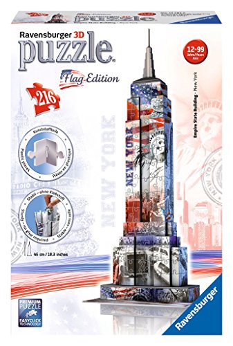 Ravensburger 12583 - Flag Edition Empire State Building - 3D Puzzle-Bauwerke, 216 Teile