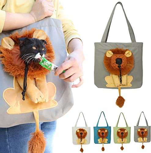 YANGYANGDA Tragbare Katzen Kleine Haustier Canvas Tote Brusttasche, Niedliche Löwenform Haustier Canvas Schultertasche Katzentrage, Haustiertrage für kleine Hunde und Katzen Haustierbedarf (D)