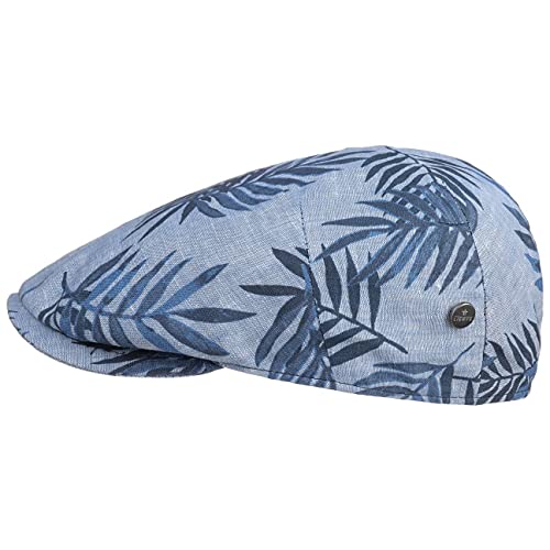 LIERYS Hawaii Flatcap Schirmmütze Schiebermütze Leinencap Herren - Made in Italy mit Schirm, Futter Frühling-Sommer - 59 cm blau