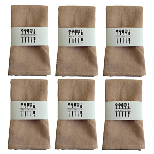 ZOYIEP 4/6 / 10 Stoffservietten,Servietten Stoff Leinenservietten, Stoffservietten Leinen,Stoff Servietten 100% Baumwolle Küche Servietten 40x40cm Stoffservietten (Braun,6er-Pack)