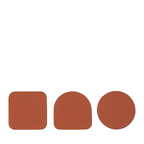 DUDU 3er-Set farbenfroher weicher Lederuntersetzer, doppelseitig, runde quadratische Form, 9,5x9,5 cm, Elegantes Design Zimt