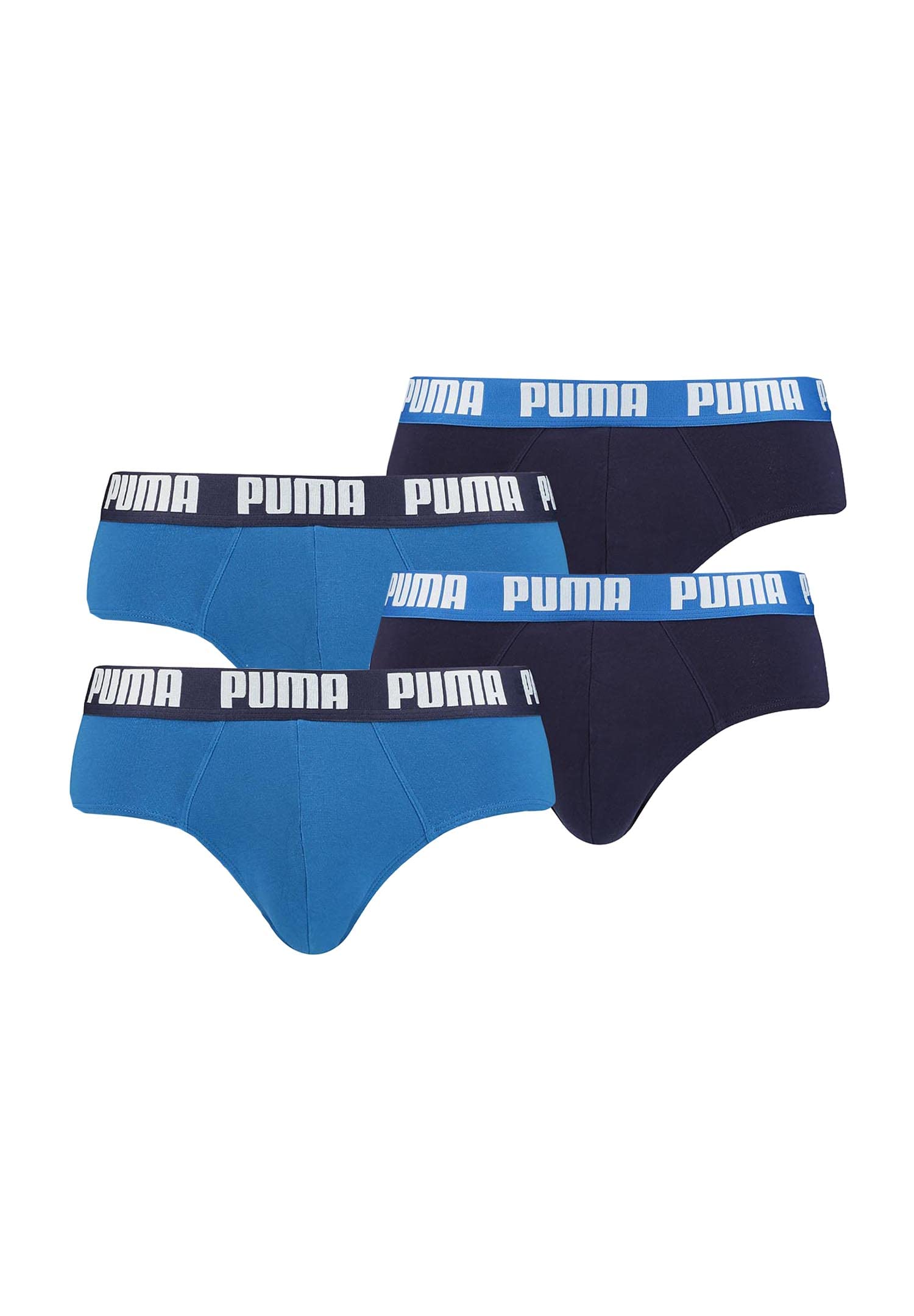 PUMA Basic Brief Men Herren Unterhose Pant Unterwäsche 4er Pack, Farbe:420 - True Blue, Bekleidungsgröße:S