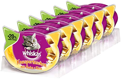 Whiskas Katzensnacks Knuspertaschen mit Huhn & Kase, 6 Packungen (6 x 72 g)