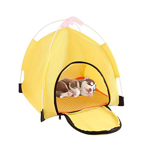katzenzelt Katzen Zelt Outdoor Katzenhaus im Freien Hund Sonnenschirm Hundebett mit Sonnenschirm Hundehütte Wasserdichtes Hundezelt Yellow