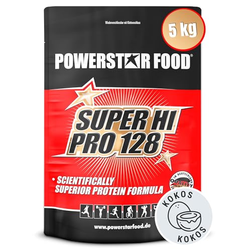 Powerstar SUPER HI PRO 128 | Mehrkomponenten Protein-Pulver Coconut 5kg | Höchstmögliche Biologische Wertigkeit | Eiweiß-Pulver mit 79% Protein i.Tr. | Protein-Shake zum Muskelaufbau & Abnehmen