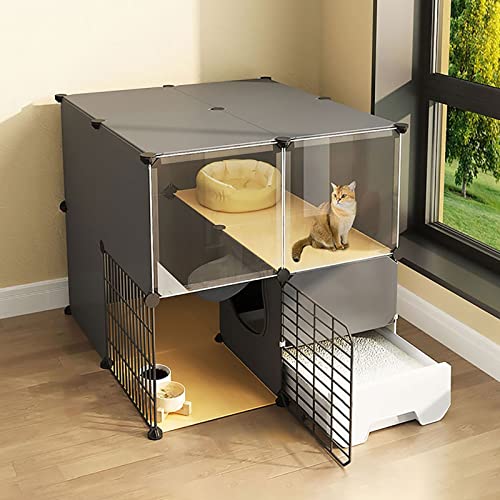 Innen, mit Katzentoilette, 2/3-stöckiger Katzenkäfig, Katzenlaufstall, Kleintierkäfig, Hundekäfig, leicht zu reinigen, Übungsort, ideal für 1–3 Katzen