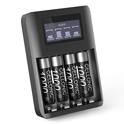 CELLONIC® Qualitäts Akku + USB Batterieladegerät kompatibel mit Siemens Gigaset A415 / Gigaset A415A / Gigaset C430 / Gigaset C430A / Gigaset S850, 4x1000mAh Ersatzakku Batterie