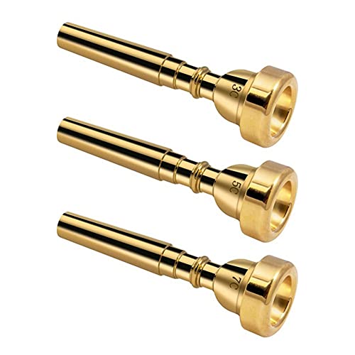 ISTOVO 3-Pak Trompeten-Zubehör Messing Mundstückset für Trompeten 3C 5C 7C Trompete für Anfänger (Golden)