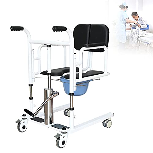 Rollstuhl mit hydraulischem Aufzug, behindertengerechter beweglicher Rollstuhl mit Bettpfanne und geteiltem 180°-Sitz, Duschstuhl Toilettenstuhl,Black