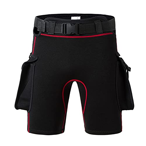 Neoprenhose Tauchhose für Frauen Männer, Verstellbare Taille, 2 Taschen, Badehose Kurz Atmungsaktiv Wassersport Schwimmen Schnorcheln