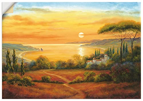 Artland Poster Kunstdruck Wandposter Bild ohne Rahmen 120x90 cm Querformat Toskana Landschaft Italien Natur Malerei Terrasse Mediterran Ocker T4BP