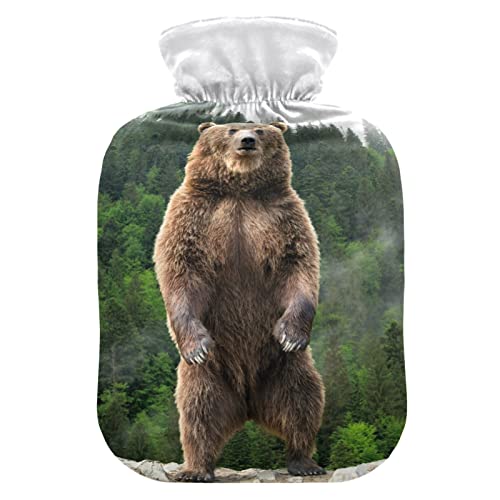 YOUJUNER Wärmflasche mit braunem Bärenüberzug 2 Liter großer Wärmbeutel warmer Komfort Handfüße wärmer