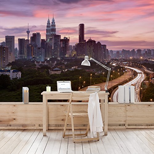 Apalis Vliestapete Kuala Lumpur Fototapete Breit | Vlies Tapete Wandtapete Wandbild Foto 3D Fototapete für Schlafzimmer Wohnzimmer Küche | rosa, 94683