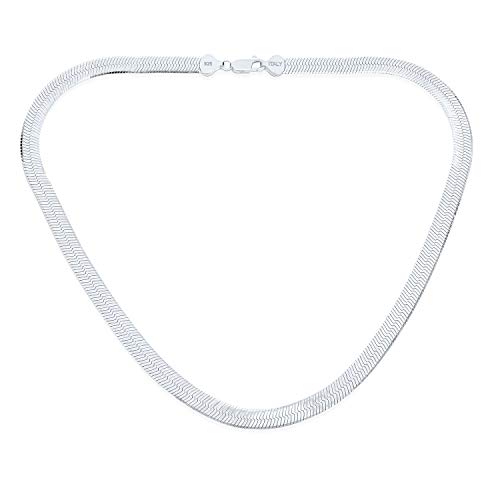 Flache Schlange Flexible Kette Fischgrat Collier Halskette Für Damen 080 Gauge 925 Silber Hergestellt In Italien 18 Zoll