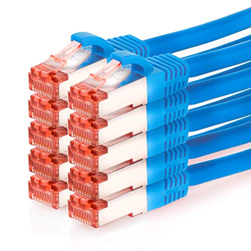 TPFNet 10er Pack 2m CAT6 Patchkabel Ethernet LAN S/FTP (Rj-45) 1GB - Blau