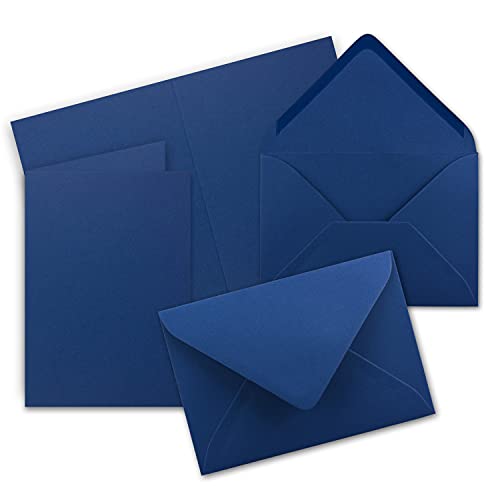 100x Faltkarten Set mit Brief-Umschlägen Dunkelblau/Nachtblau - DIN A6 / C6-14,8 x 10,5 cm - Premium Qualität - FarbenFroh® von Gustav NEUSER®