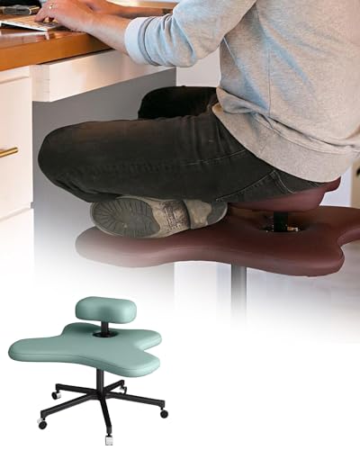 ENHEN Kniestuhl Office Meditation Chair Cross Legged mit Rädern, Höhenverstellbare Yoga -Knienstühle, Criss Cross Legged Stool für Massage/Orthopädie (Color : Green)